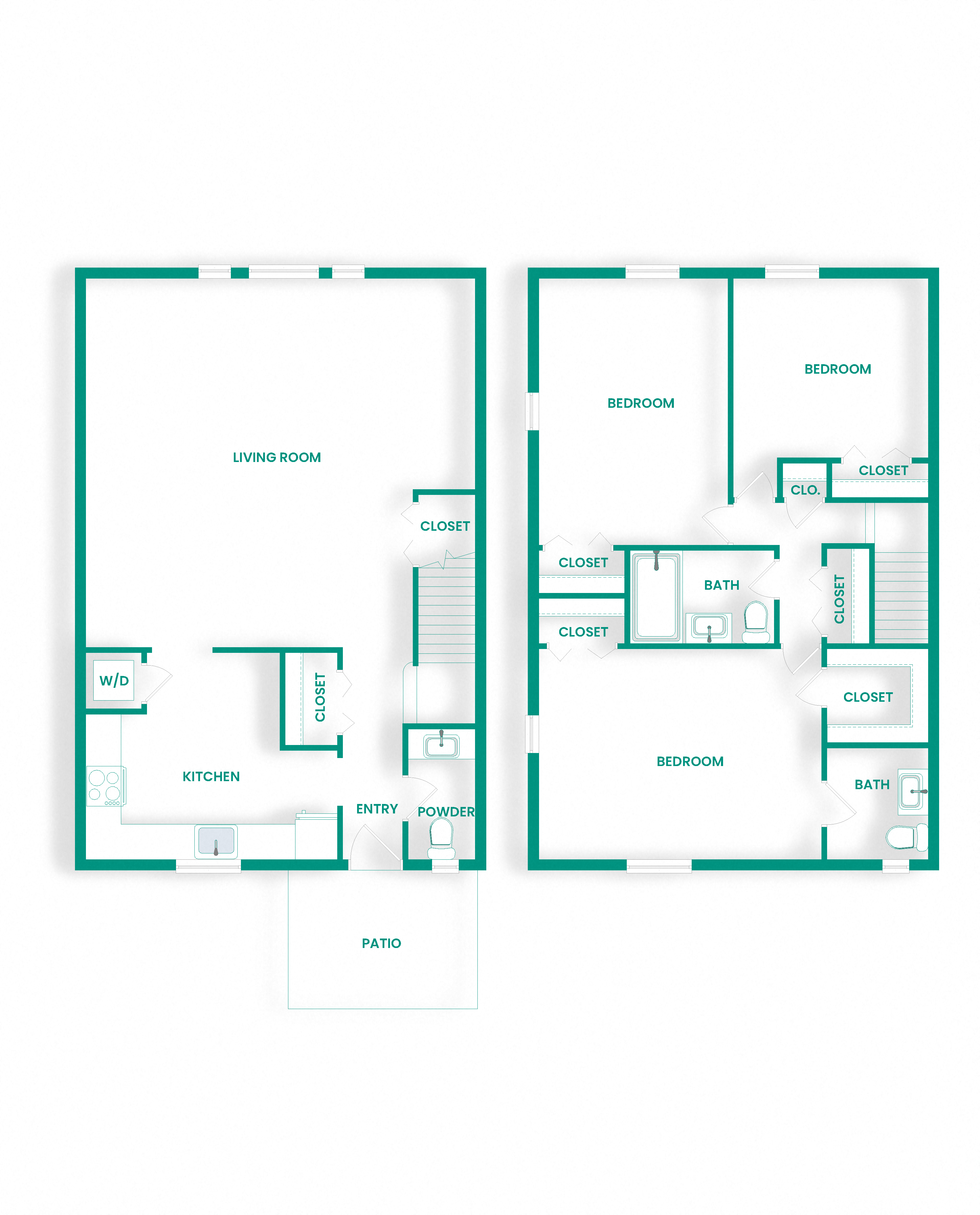 Floor plan for 3 beds, 1.5 baths, 1523 sqft